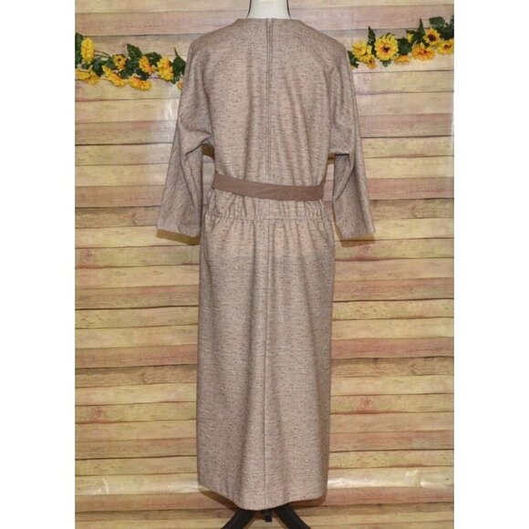 Vintage Herman Marcus Sheath Maxi Dress Size 16 3/4 Sleeve Embroidered Floral - Picture 6 of 9